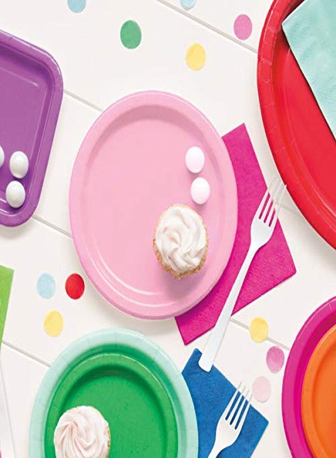Unique Party Lovely Pink Solid Round Dinner Plates - Vibrant 9" (Pack of 8) - Sturdy & Stylish - Perfect for Birthdays, Showers & Celebrations - Image 3
