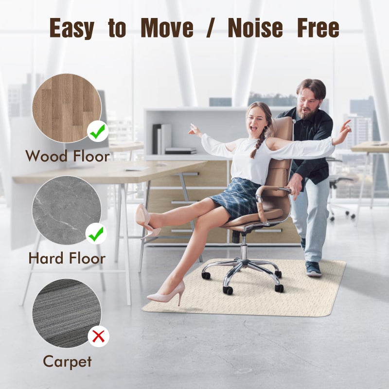 Blvornl Office Chair Mat for Hardwood Floor, 36" x 48" Desk Chair Mat for Hard Wood and Tile Floor, Large Anti-Slip Hard Floor Protector Rolling Chair Mat, PVC Mat Desk Rug for Office, Light Brown - Image 5