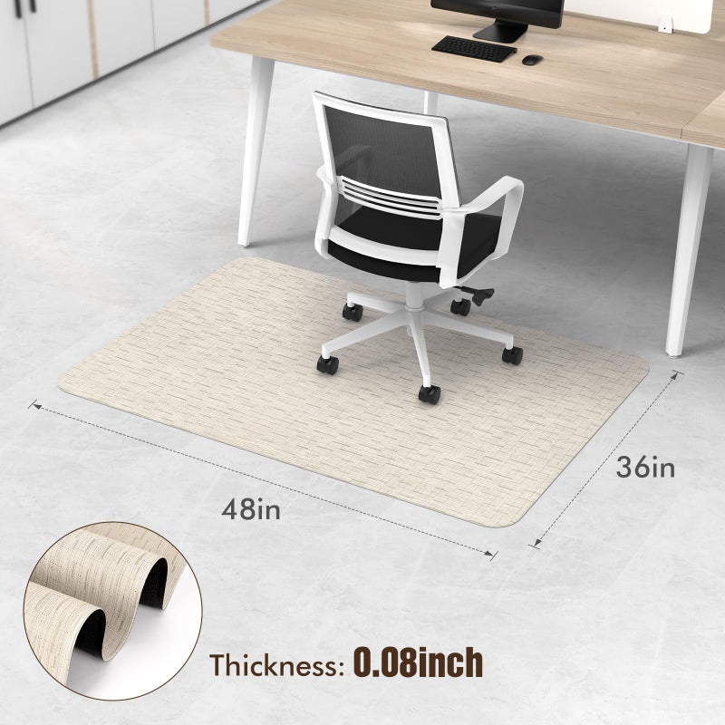 Blvornl Office Chair Mat for Hardwood Floor, 36" x 48" Desk Chair Mat for Hard Wood and Tile Floor, Large Anti-Slip Hard Floor Protector Rolling Chair Mat, PVC Mat Desk Rug for Office, Light Brown - Image 2