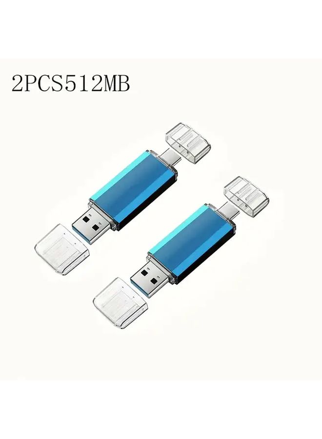 ذاكرتي USB سعة 512 ميجابايت، واجهة USB 2.0، منفذ Type C OTG، نقل بيانات عالي السرعة، لون أسود، عبوتان (2 قطعة). - Image 5