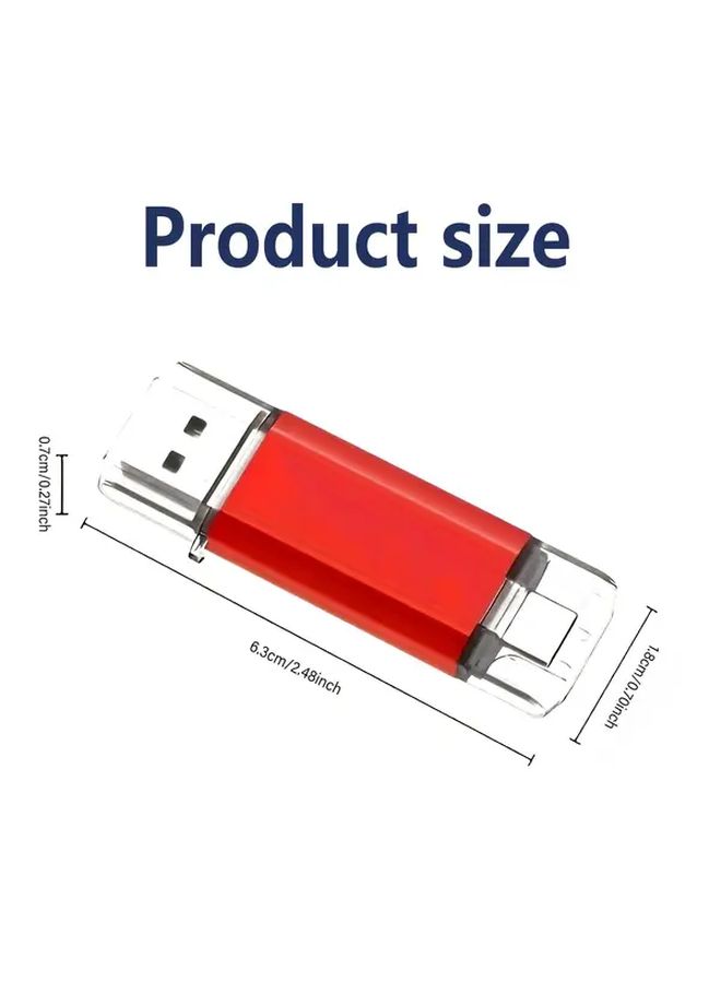 ذاكرتي USB سعة 512 ميجابايت، واجهة USB 2.0، منفذ Type C OTG، نقل بيانات عالي السرعة، لون أسود، عبوتان (2 قطعة). - Image 2
