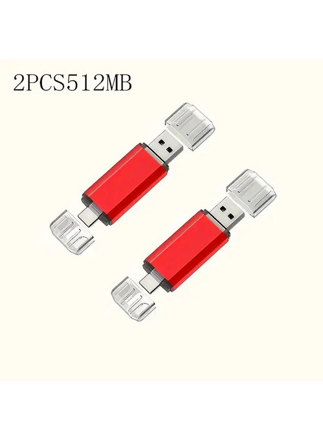 ذاكرتي USB سعة 512 ميجابايت، واجهة USB 2.0، منفذ Type C OTG، نقل بيانات عالي السرعة، لون أسود، عبوتان (2 قطعة). - Image 3