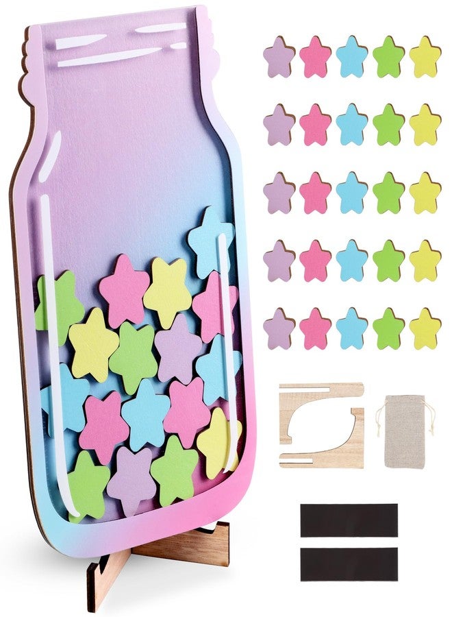 CORNER LACE Stars Reward Jar for Kids, Magnetic Positive Behavior Jar with 25pcs Wooden Stars Cutouts, Management Tools for Parents Student Teacher School Classroom Home - Image 1