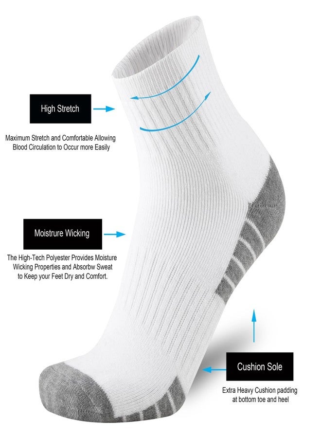 ONKE Max Cushion Low Cut Quarter Socks for Men Athletic Running Training Workout Sports Exercise Breathable Moisture Control(White L) - Image 4