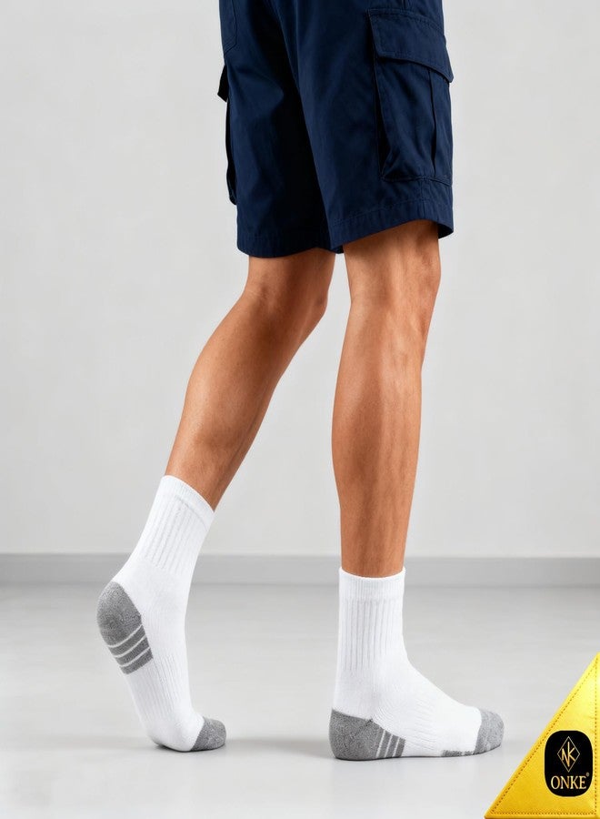 ONKE Max Cushion Low Cut Quarter Socks for Men Athletic Running Training Workout Sports Exercise Breathable Moisture Control(White L) - Image 2