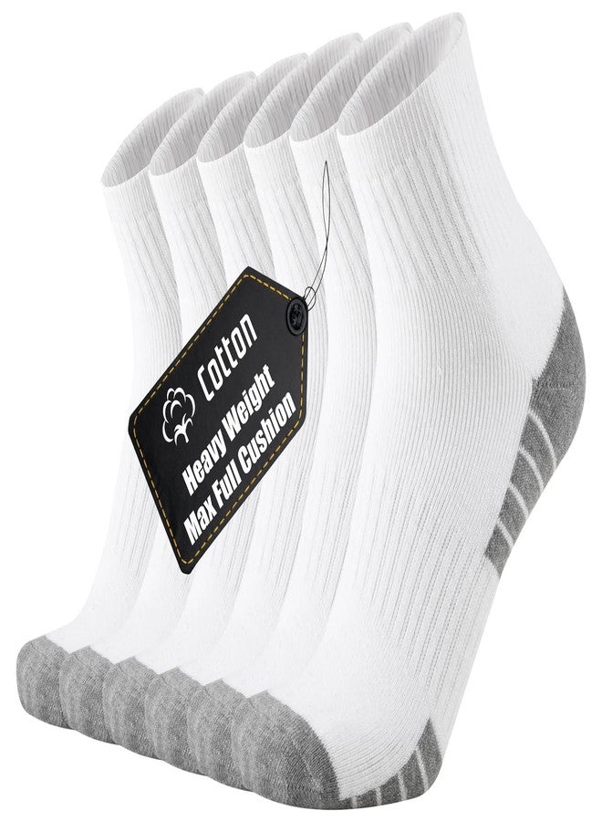 ONKE Max Cushion Low Cut Quarter Socks for Men Athletic Running Training Workout Sports Exercise Breathable Moisture Control(White L) - Image 1