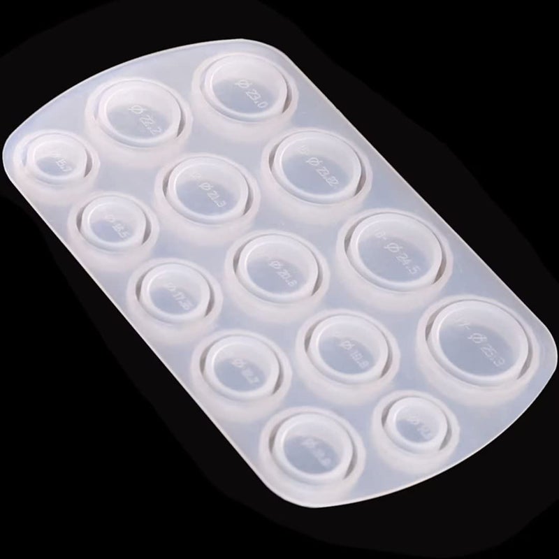 Resin Molds Silicone Ring 14 Different Sizes with Size Markers 417 55mm Width 2mm Thickness Silicone Molds for Epoxy Resin Women RingsEarringsPendantsCrafts for Christmas Gifts