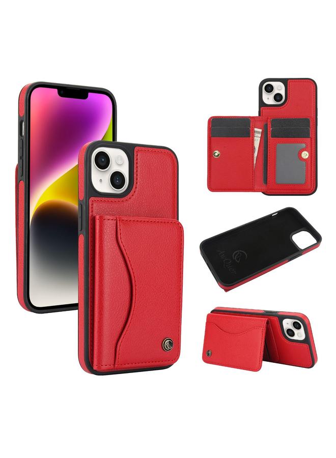 Case For iPhone 14 / 13 AwQuer Horizontal Flip Card Bag Holder Leather Phone Case