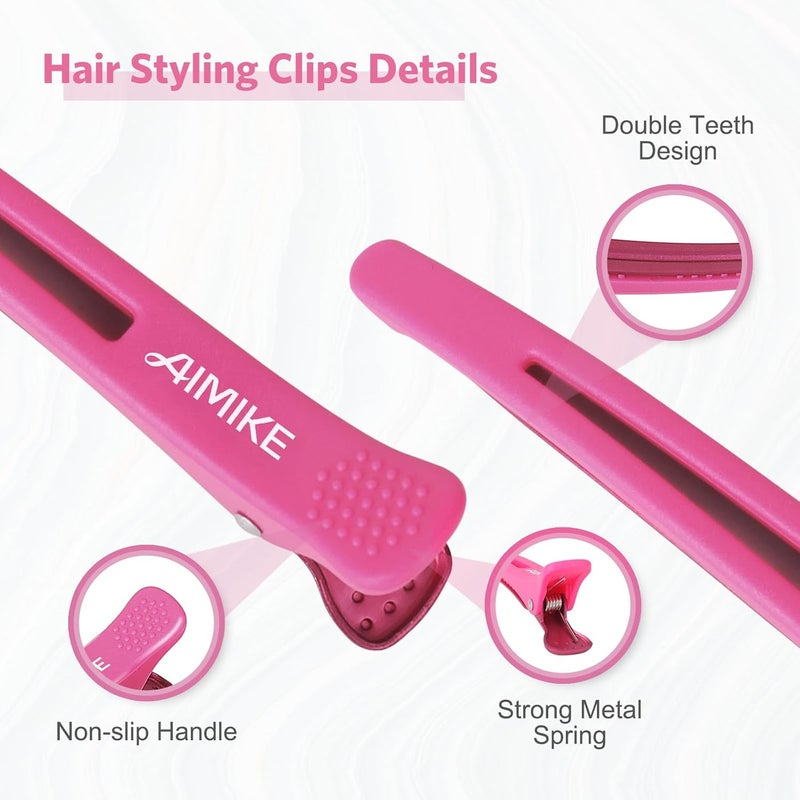 AIMIKE 12pcs Hair Clips Set - No Crease Duck Billed Clips with Silicone Band for Styling, Cutting, and Sectioning Salon Hair - Image 4