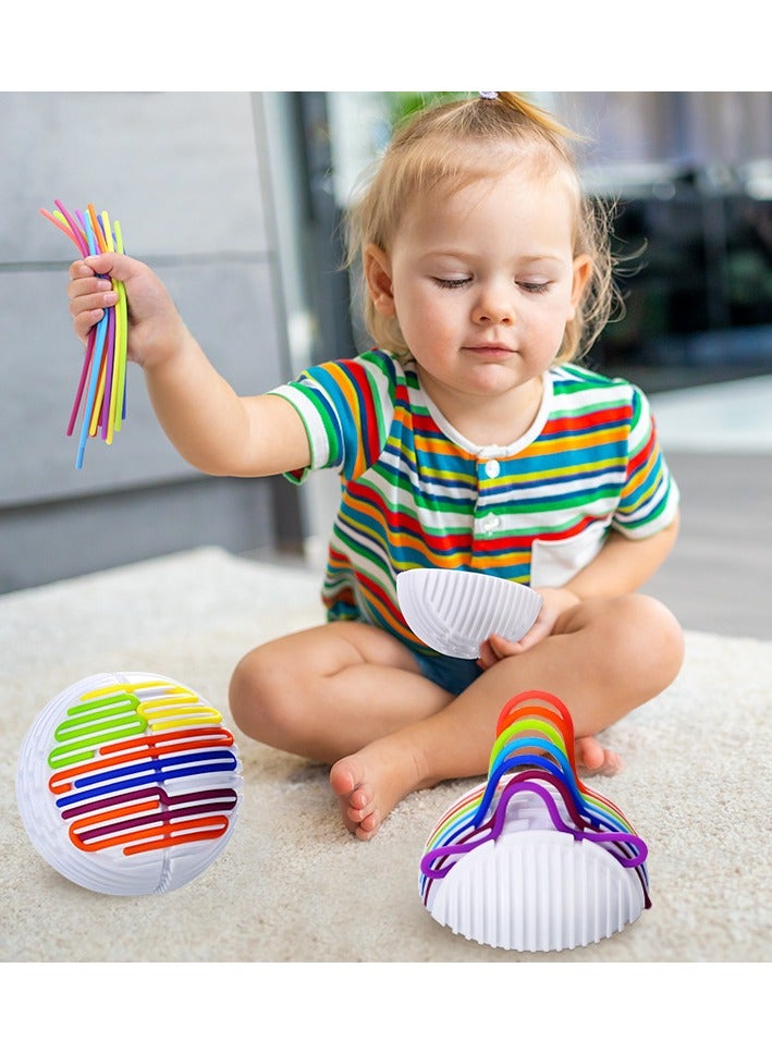 هالامودو لوح كرات ملتوية حسي - تصميم منقسم مع 16 حبل مطاطي لتخفيف التوتر وتحسين التركيز والتطور المعرفي - Image 3