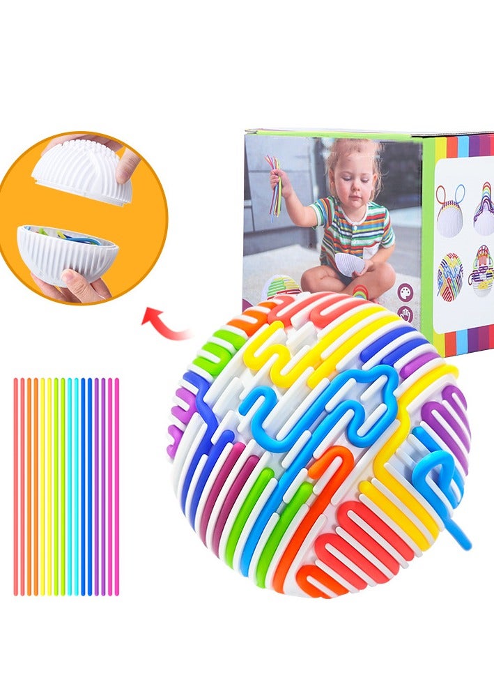 هالامودو لوح كرات ملتوية حسي - تصميم منقسم مع 16 حبل مطاطي لتخفيف التوتر وتحسين التركيز والتطور المعرفي - Image 1