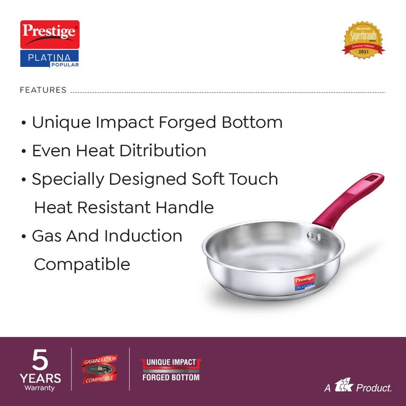 Prestige Platina Popular Gas and Induction Compatible Fry Pan, 240 mm Omega Deluxe Granite Dosa Tawa, Black, 250 mm, Aluminium - Image 4