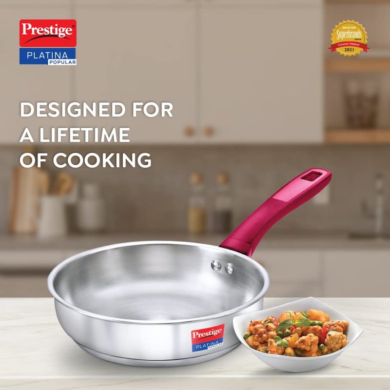 Prestige Platina Popular Gas and Induction Compatible Fry Pan, 240 mm Omega Deluxe Granite Dosa Tawa, Black, 250 mm, Aluminium - Image 3