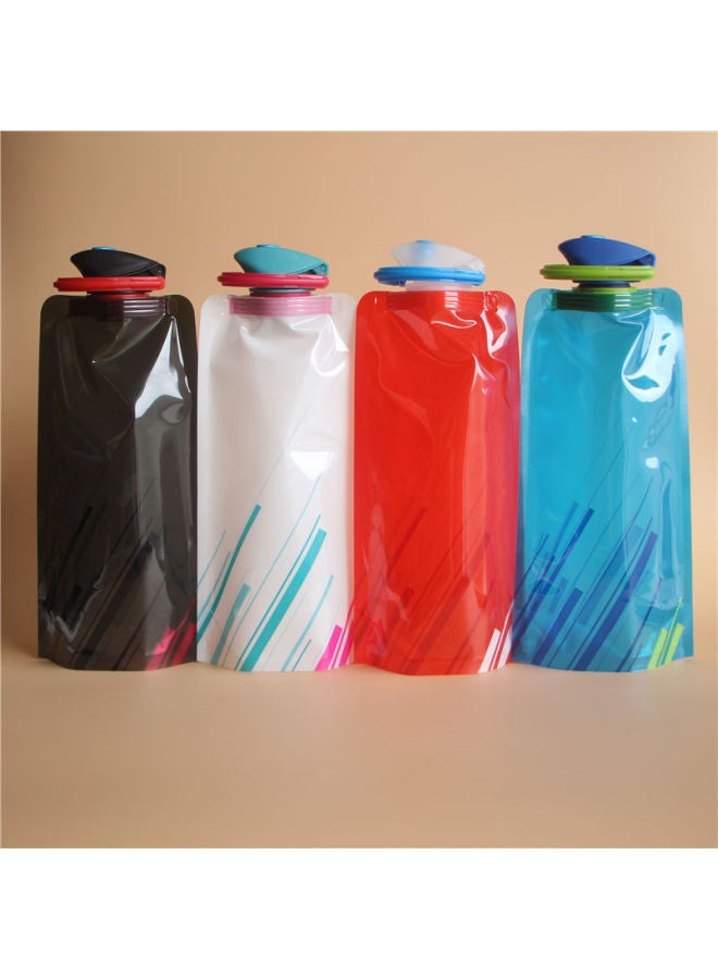 Outdoor Portable Folding 700ml Sports Water Bottle Travel Cycling Water Bag Compression Lightweight Logo-free Durable Plastic-Color:White Twill-Capacity:700ML（0.7L）  - Image 4
