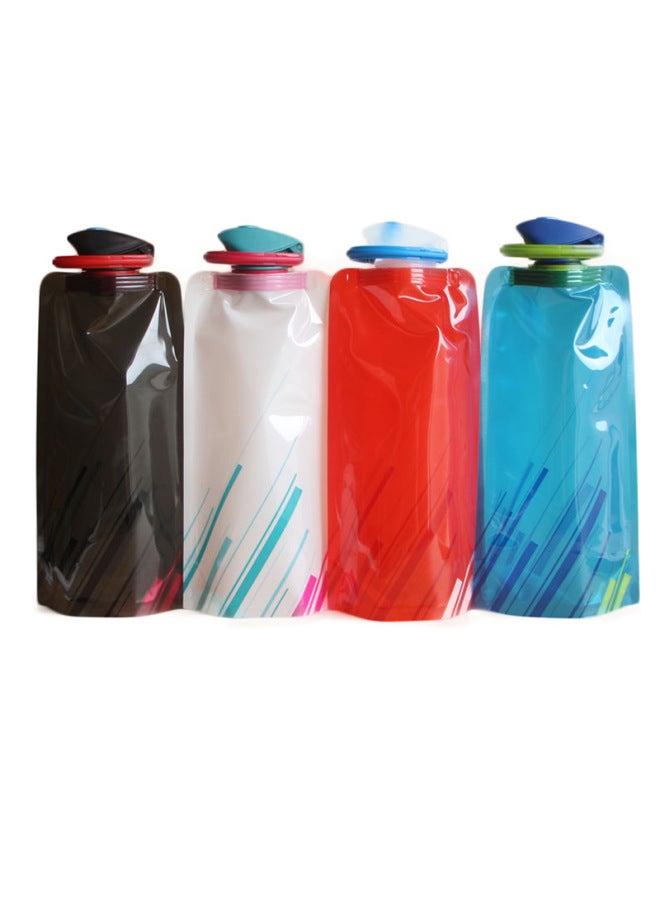 Outdoor Portable Folding 700ml Sports Water Bottle Travel Cycling Water Bag Compression Lightweight Logo-free Durable Plastic-Color:White Twill-Capacity:700ML（0.7L）  - Image 2