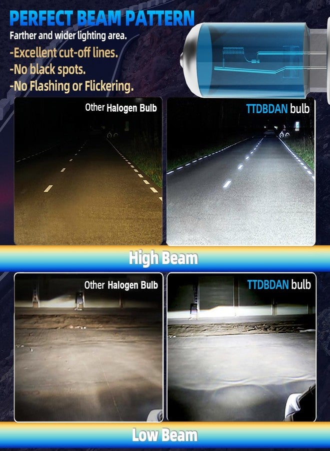 TTDBDAN Headlights Fit for Ford Fusion 2006 2007 2008 2009 2010 2011 2012 2013-2018 Halogen Headlight Bulbs,H7 High Beam+ H11/H8/H9 Low Beam Headlight Bulbs,Pack of 4 (Ford Fusion 2006-2018) - Image 3