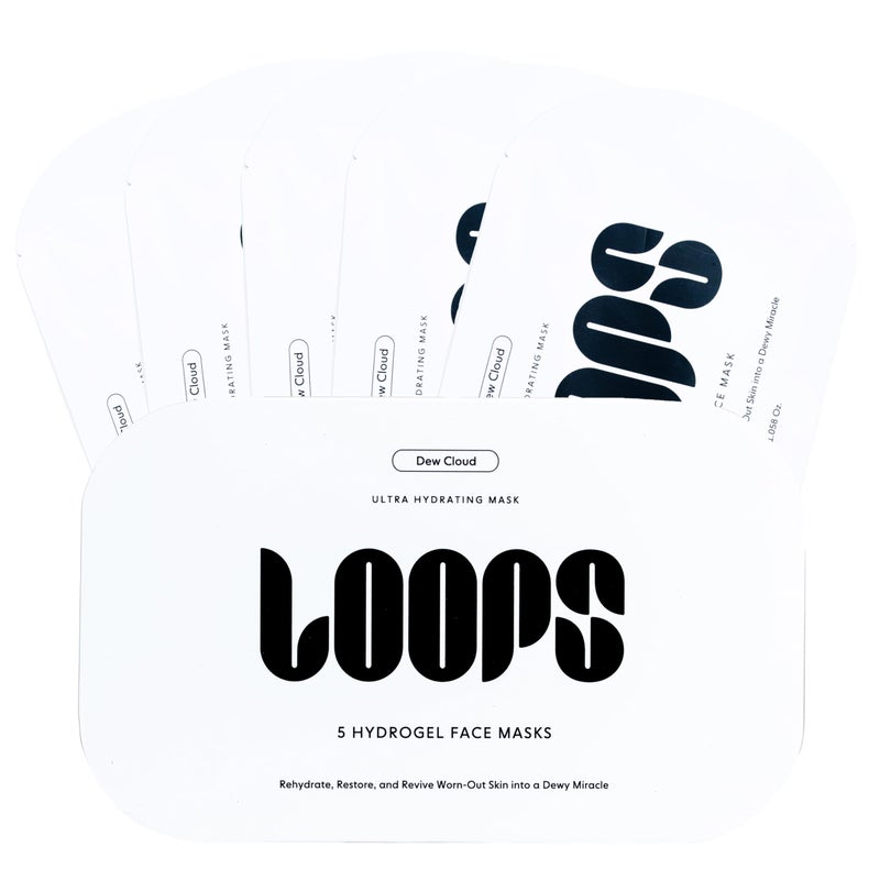 LOOPS Dew Cloud Ultra Hydrating Hydrogel Korean Face Mask for Every Skin Type - Five Ultra Hydrating Collagen Masks to Deeply Moisturize & Restore Your Skin - Gifts for Women - 5 pc - Image 1