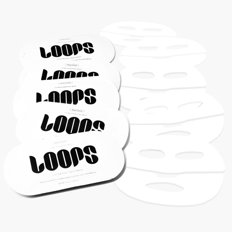 LOOPS Dew Cloud Ultra Hydrating Hydrogel Korean Face Mask for Every Skin Type - Five Ultra Hydrating Collagen Masks to Deeply Moisturize & Restore Your Skin - Gifts for Women - 5 pc - Image 2