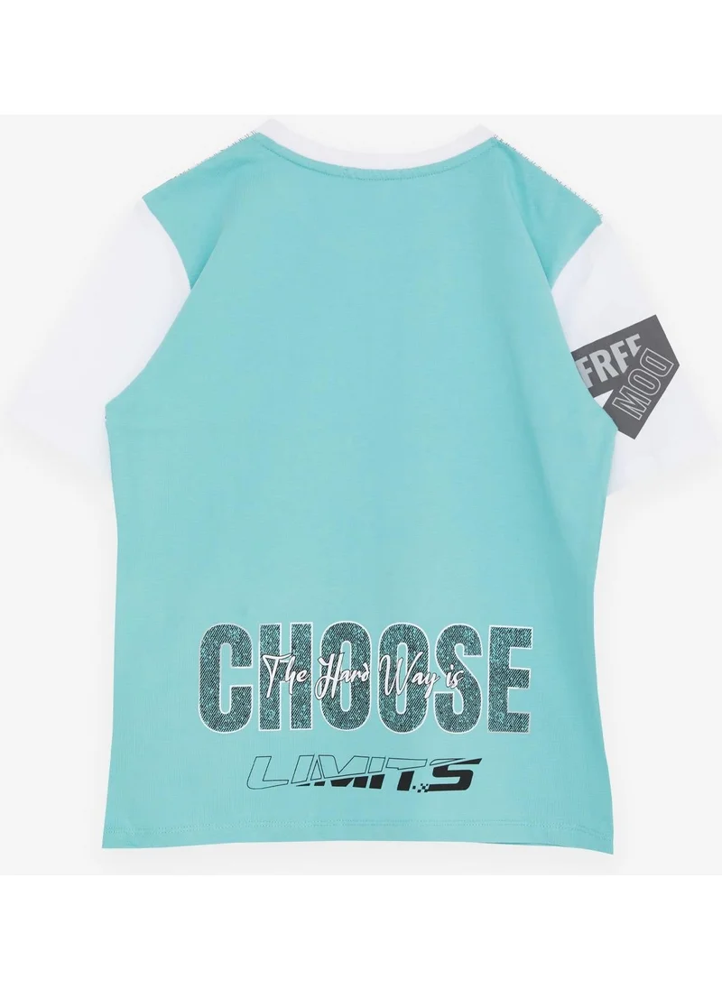 Breeze Boy Child T-Shirt with Text Printed Crest Age 9-16, White