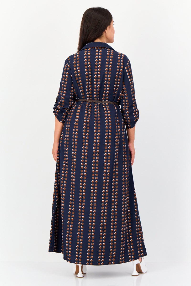 NY Collection Women Allover Print Belted Maxi Dress, Multicolor - Image 4