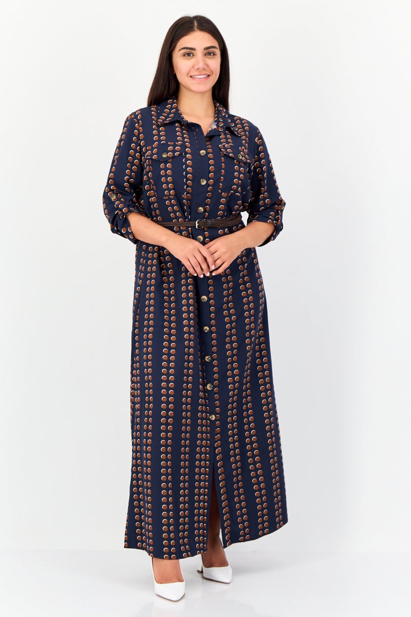 NY Collection Women Allover Print Belted Maxi Dress, Multicolor - Image 1