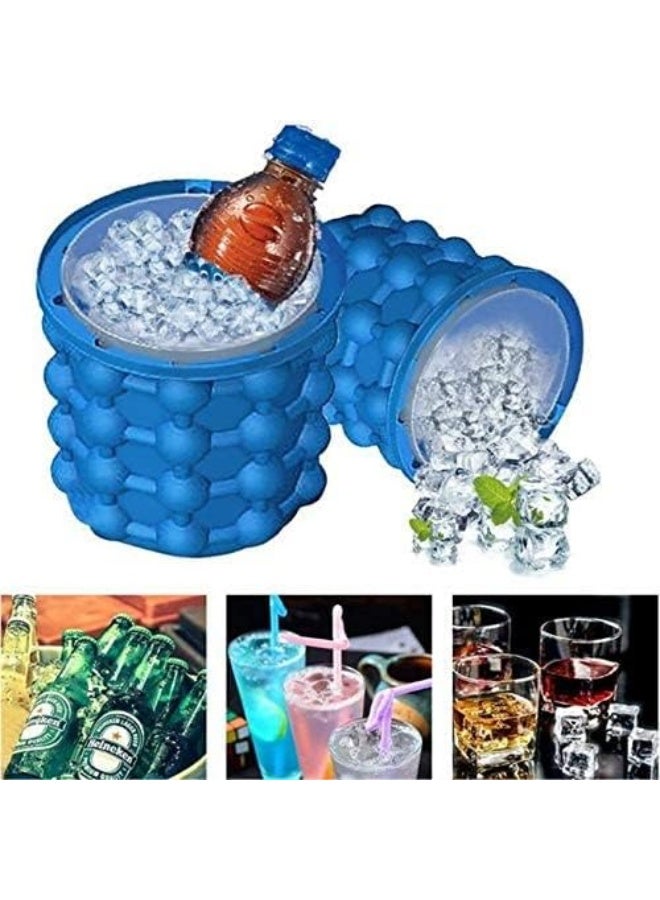 Silicone Ice Cube Maker Genie By Primex - Space Saving Ice Cube Mold With Revolutionary Design - Nontoxic Easy Release Ice Bucket With Airtight Lid For Odorless Ice Cubes Magic Ice Wizard Gift - Image 2