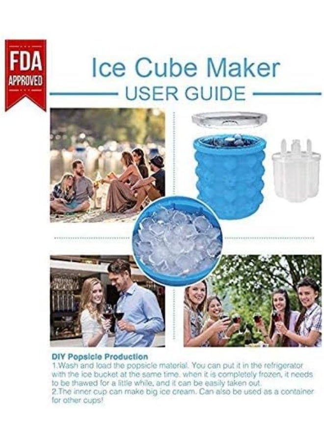 Silicone Ice Cube Maker Genie By Primex - Space Saving Ice Cube Mold With Revolutionary Design - Nontoxic Easy Release Ice Bucket With Airtight Lid For Odorless Ice Cubes Magic Ice Wizard Gift - Image 3