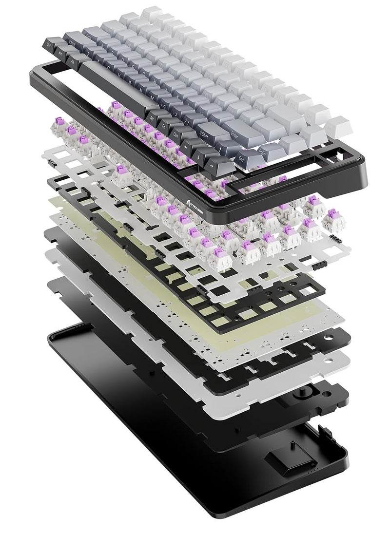Attack Shark - M86 83 Keys Wireless Mechanical Keyboard, 75% Gasket Hot Swappable Custom Keyboard, Side Printed PBT Keycaps, RGB Backlit, Pre-lubed Switches, BT/2.4GHz/ Wired Mechanical Gaming Keyboard - Image 1