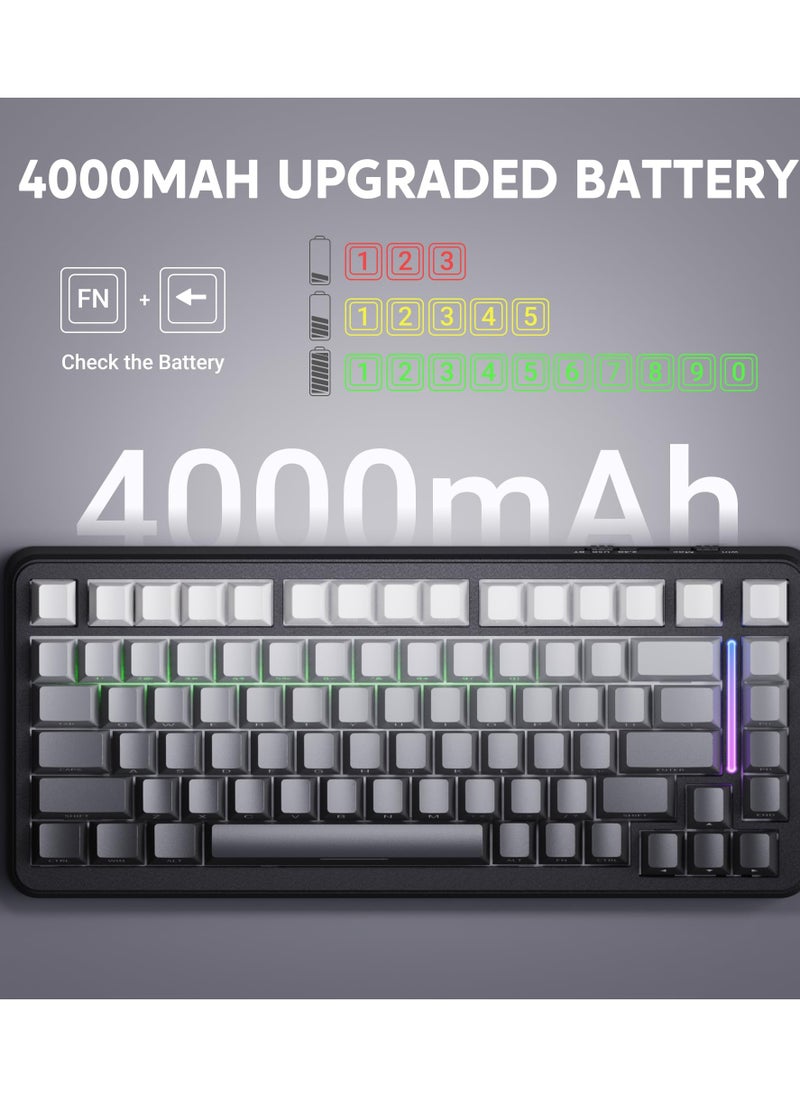Attack Shark - M86 83 Keys Wireless Mechanical Keyboard, 75% Gasket Hot Swappable Custom Keyboard, Side Printed PBT Keycaps, RGB Backlit, Pre-lubed Switches, BT/2.4GHz/ Wired Mechanical Gaming Keyboard - Image 1