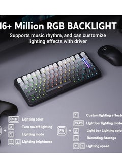 Attack Shark M86 83 Keys Wireless Mechanical Keyboard, 75% Gasket Hot Swappable Custom Keyboard, Side Printed PBT Keycaps, RGB Backlit, Pre-lubed Switches, BT/2.4GHz/ Wired Mechanical Gaming Keyboard  - Image 5