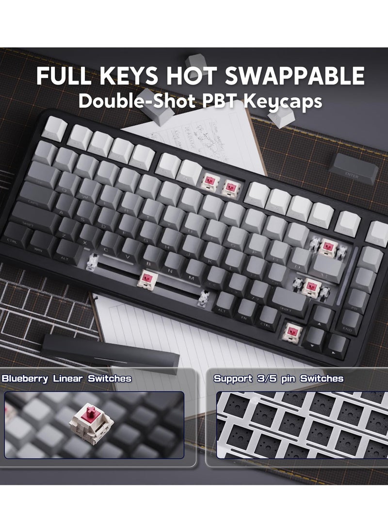 Attack Shark - M86 83 Keys Wireless Mechanical Keyboard, 75% Gasket Hot Swappable Custom Keyboard, Side Printed PBT Keycaps, RGB Backlit, Pre-lubed Switches, BT/2.4GHz/ Wired Mechanical Gaming Keyboard - Image 1