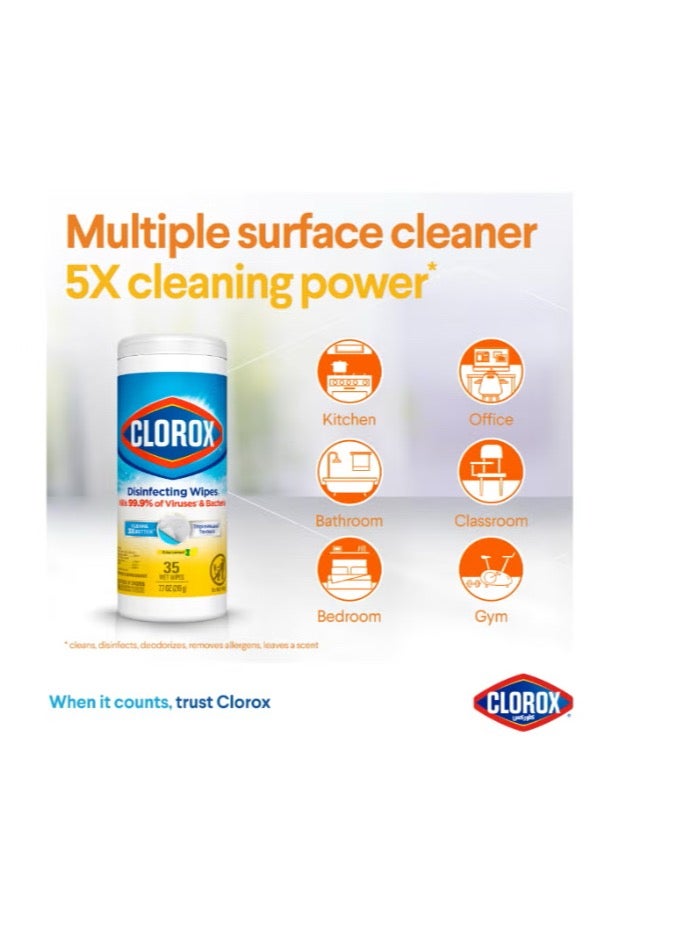 Clorox Disinfecting Crisp Lemon Wet Wipes 35 Count Yellow - Image 3