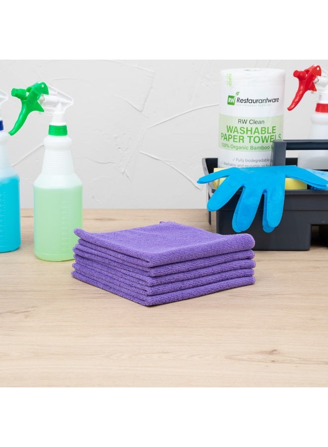 Restaurantware Clean Tek Professional 16 x 16 Inch Cleaning Cloths, 100 Lint Free Microfiber Towels - Highly Absorbent, Non Abrasive, Purple Microfiber Cleaning Rags, Reusable, For All Purpose Use - Image 3