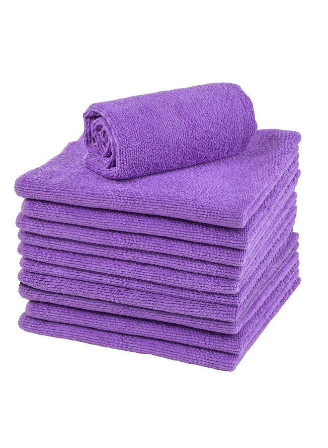 Restaurantware Clean Tek Professional 16 x 16 Inch Cleaning Cloths, 100 Lint Free Microfiber Towels - Highly Absorbent, Non Abrasive, Purple Microfiber Cleaning Rags, Reusable, For All Purpose Use - Image 1
