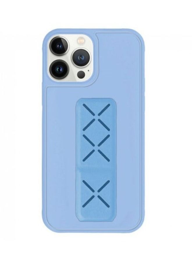ACLIX iPhone 14 Pro Max 6.7" Case with Magnetic Stand & Holder, Premium Silicone Vertical horizontal Hand Strap Grip Multi Stand, Car Mount Kickstand Case Cover Light Blue