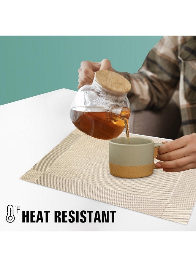 iBELL Table Mats for Kitchen Dining, 6 Piece Set, Heat-Resistant, Reusable, Anti-Skid, Washable (IBLTM108GLD) - Image 4
