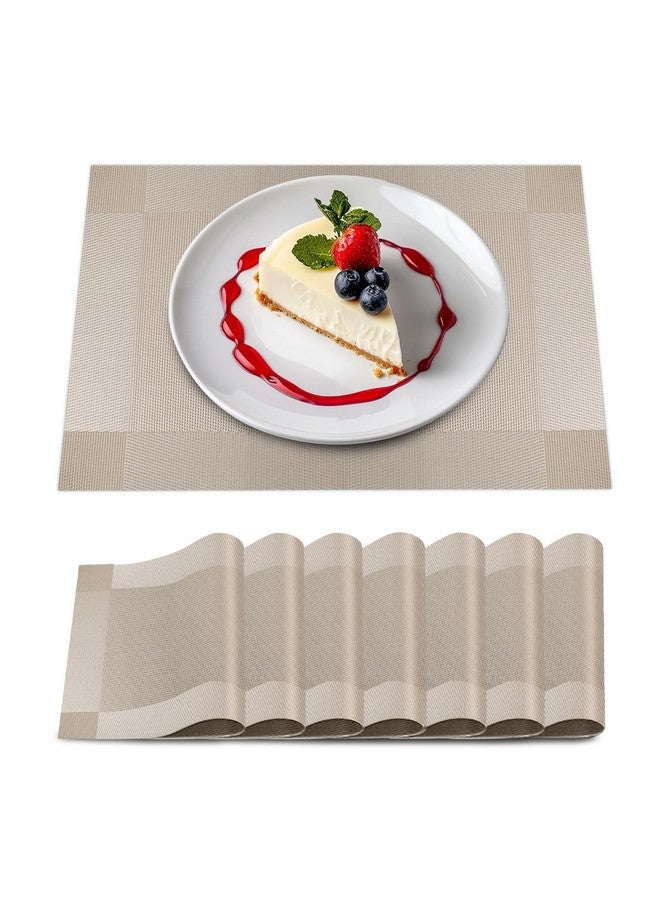 iBELL Table Mats for Kitchen Dining, 6 Piece Set, Heat-Resistant, Reusable, Anti-Skid, Washable (IBLTM108GLD) - Image 1