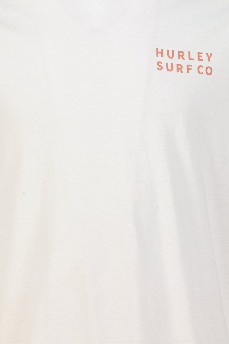 Hurley Men Sportswear Fit Short Sleeve Outdoor T-Shirt, White - Image 4