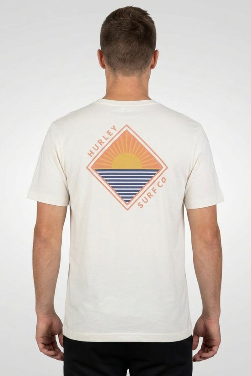 Hurley Men Sportswear Fit Short Sleeve Outdoor T-Shirt, White - Image 3