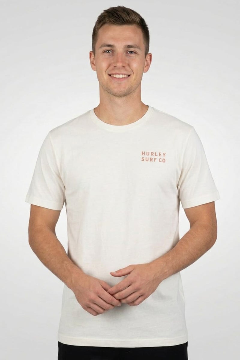 Hurley Men Sportswear Fit Short Sleeve Outdoor T-Shirt, White - Image 1