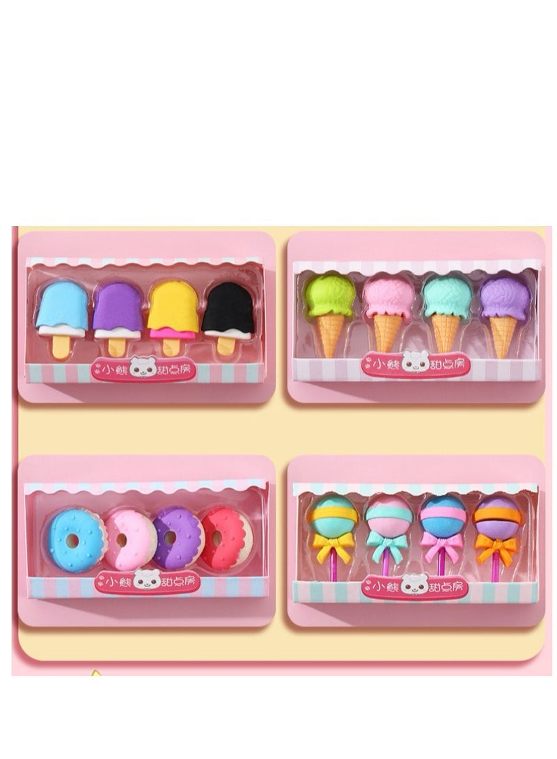 16 Pcs Cute 3D Food Erasers for Kids - Mini Ice Cream and Donut Take Apart Puzzle Erasers, Fun Desk Accessories - Image 5
