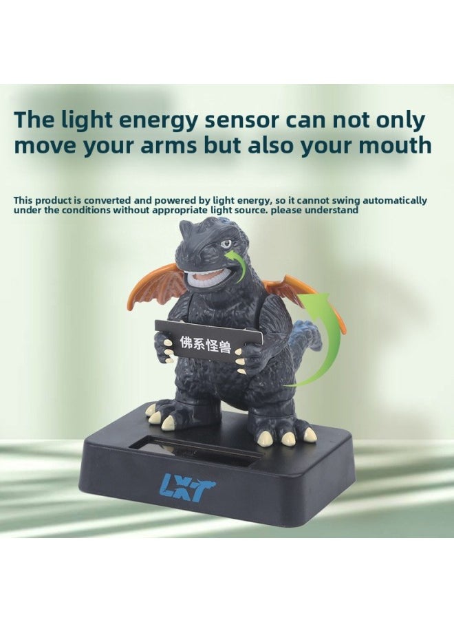 Light-moving Dinosaur Toy Light Source Power Supply Car Solar Swing Doll Ornaments Small Monsters With Cards-Color:30391 Solar Velociraptor