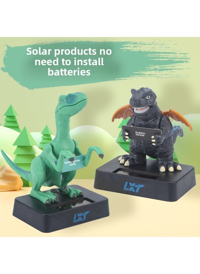 Light-moving Dinosaur Toy Light Source Power Supply Car Solar Swing Doll Ornaments Small Monsters With Cards-Color:30391 Solar Velociraptor