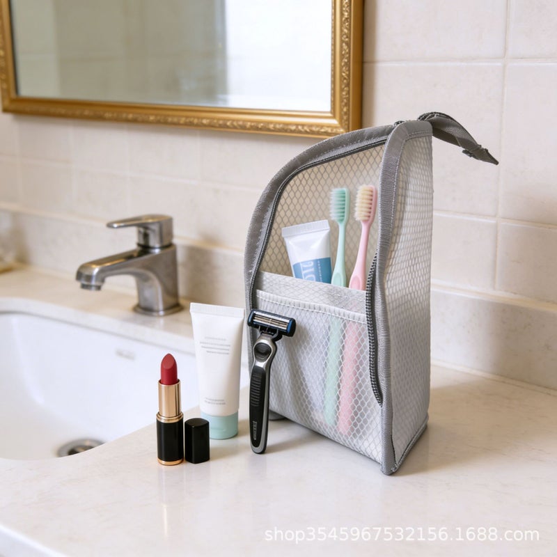 Waterproof Toiletry Bag: 1 Piece Powder Thickened Mesh Portable Travel Organizer - Enhanced Durability Visible Ventilated Storage for Business Trip Outdoor Bathroom Oral Care Makeup - Image 3