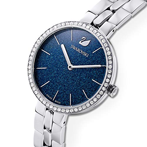 Swarovski Cosmopolitan Watch, Metal Bracelet, Sparkling Blue Face, Stainless Steel Band, Swiss Made - Image 4
