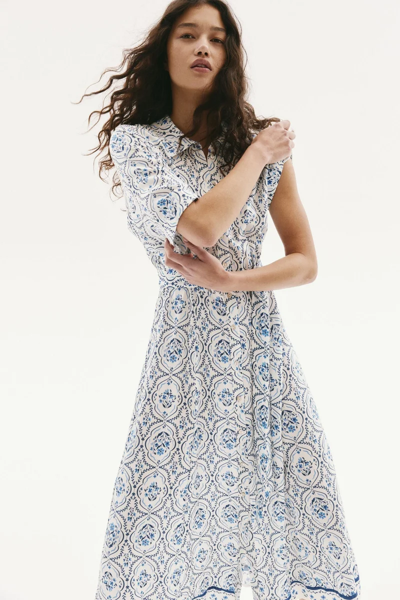 اتش اند ام Tie-belt shirt dress