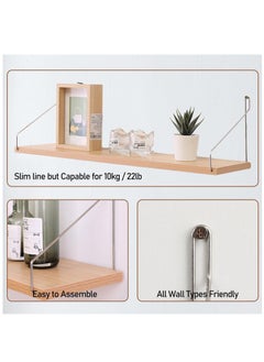 XiuWoo 3 Pack No Drilling Wood Wall Mounted Floating Shelves, Hanging Shelf Storage Rack, Home Display Rack, Plant Shelf, Home Storage Rack with Stainless Steel Bracket for Home, Office  - Image 5