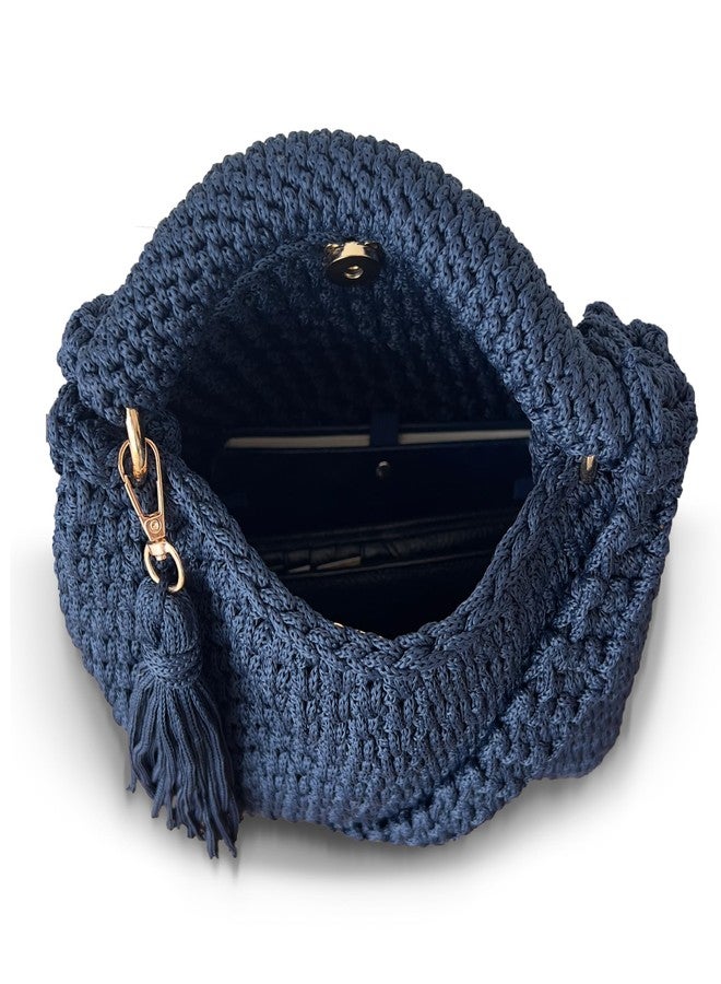 CHQEL Handmade Crochet Shoulder Bag for Women – Boho Knit Crossbody Purse with Tassel, Lightweight Woven Handbag, Stylish Casual Satchel for Everyday & Travel - Image 4