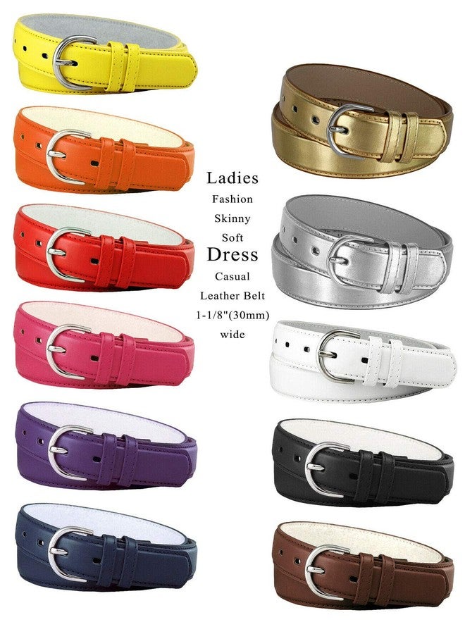 Belts.com 188 Women's Belts Ladies Fashion Skinny Soft Dress Casual Leather Belt 1-1/8" (30mm) wide (Black, L) - Image 2