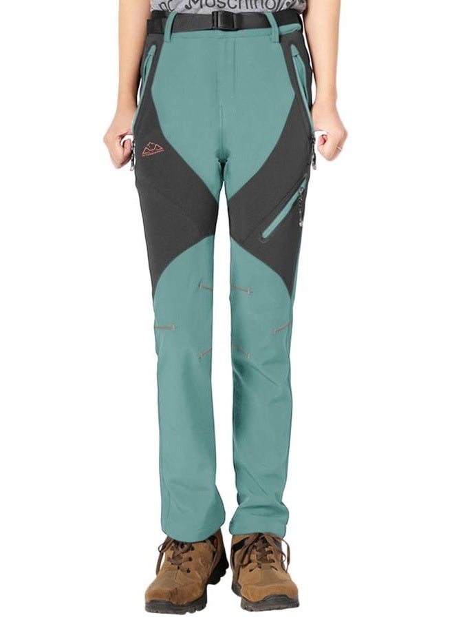Rdruko Women's Winter Hiking Snow Ski Pants Waterproof Fleece Thermal Insulated Pants(Emerald Green, US XXL) - Image 2